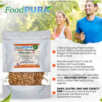 FoodPURA Turmeric with Black Pepper Capsules High Strength 1700mg HACCP Certified, Manufactured in The UK by FoodPURA 1 Pack of 180 Capsules