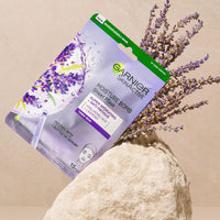 Garnier Moisture Bomb Lavender and Hyaluronic Acid Sheet Mask, Hydrating & Relaxing Face Mask, With Lavender Essential Oil To Revive Fatigued Skin, Biodegradable and Vegan Tissue, 28g