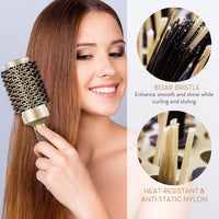 AIMIKE Round Brush, Nano Thermal Ceramic & Ionic Tech Hair Brush, Round Barrel Brush with Boar Bristles, Enhance Texture for Hair Drying, Styling, Curling and Shine (Barrel 2.1 inch) + 4 Free Clips by Aimike