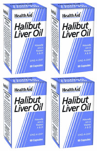HealthAid Halibut Liver Oil Capsules - Pack of 4, Total 360