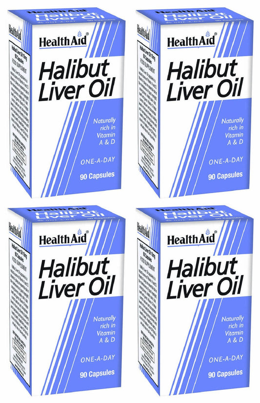 HealthAid Halibut Liver Oil Capsules - Pack of 4, Total 360