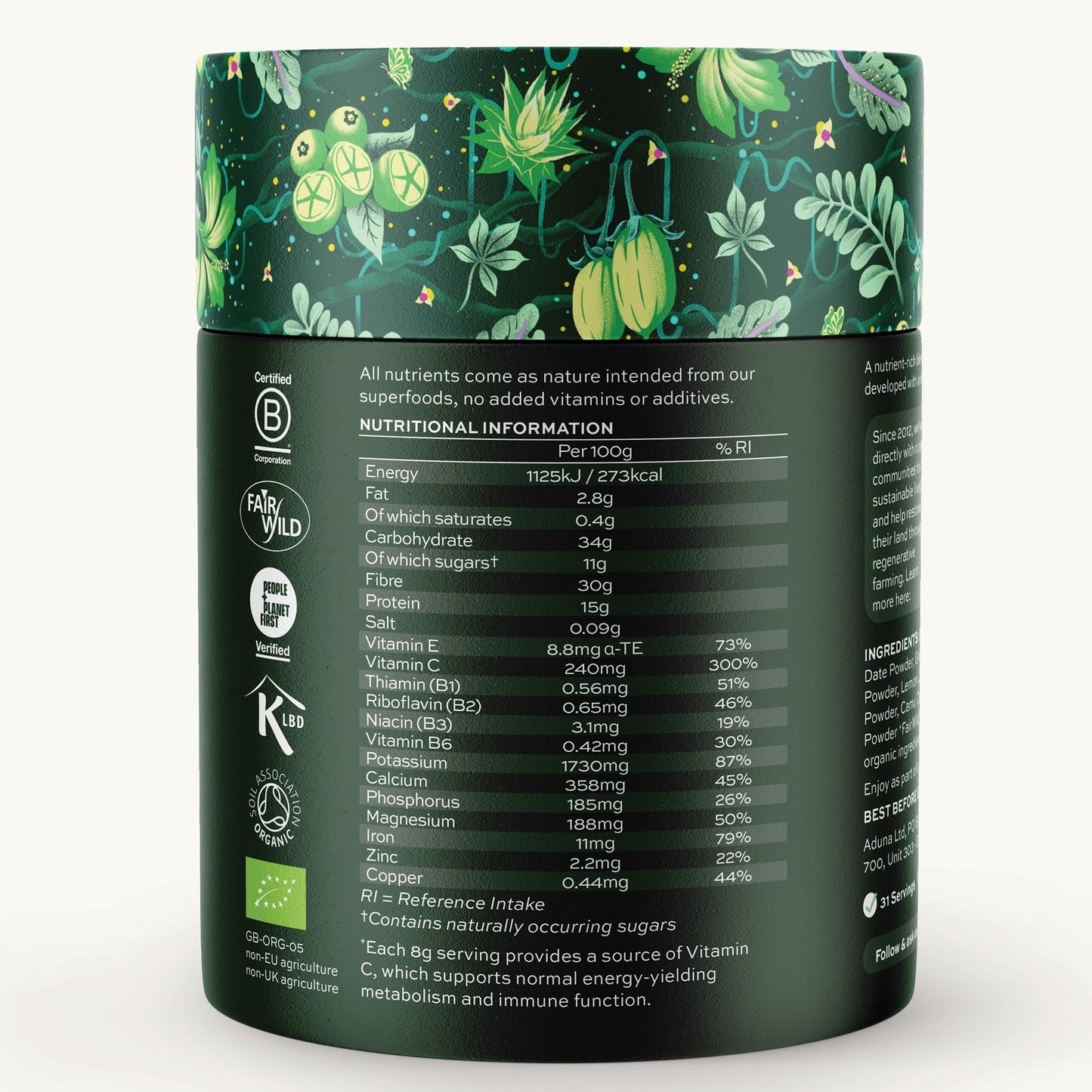 Aduna Organic Super Greens Blend | 100% Natural Superfood Powder for Immune Support & Energy | Stir-in Blend with 10+ Superfoods, Moringa & More | Vegan Powder for Smoothies, Shakes & Yoghurt | 250g