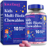 LOVEBUG Lovebug Kids Probiotic Chewables - 10 Billion CFU with Prebiotics - Friendly Bio Cultures for Children & Toddlers (Age 4+) - 30 Chewable Berry Flavour Tablets - Gentle Support for Childrens Gut Health