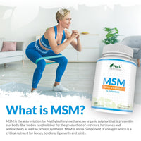 Nu U Nutrition MSM 1200mg - 180 Capsules - 3 Month Supply - Methylsulfonylmethanethane with Added Vitamin C and Selenium - High Strength MSM