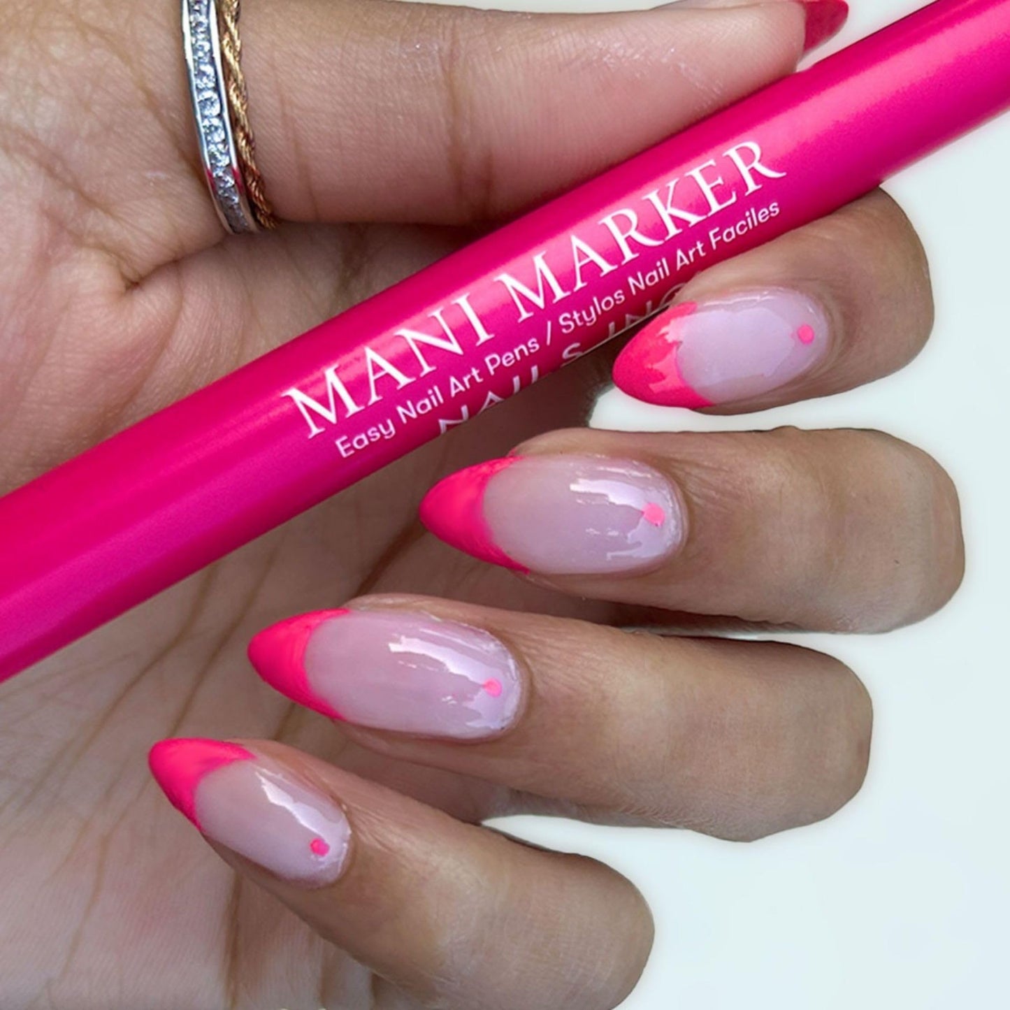 Nails Inc Nails.INC Mani Marker Trio, Easy to Use Nail Polish Art Pen With Precision Tip, Quick Drying, Cruelty Free, Vegan, Includes Bright White, Bubblegum Pink and Mascara Black
