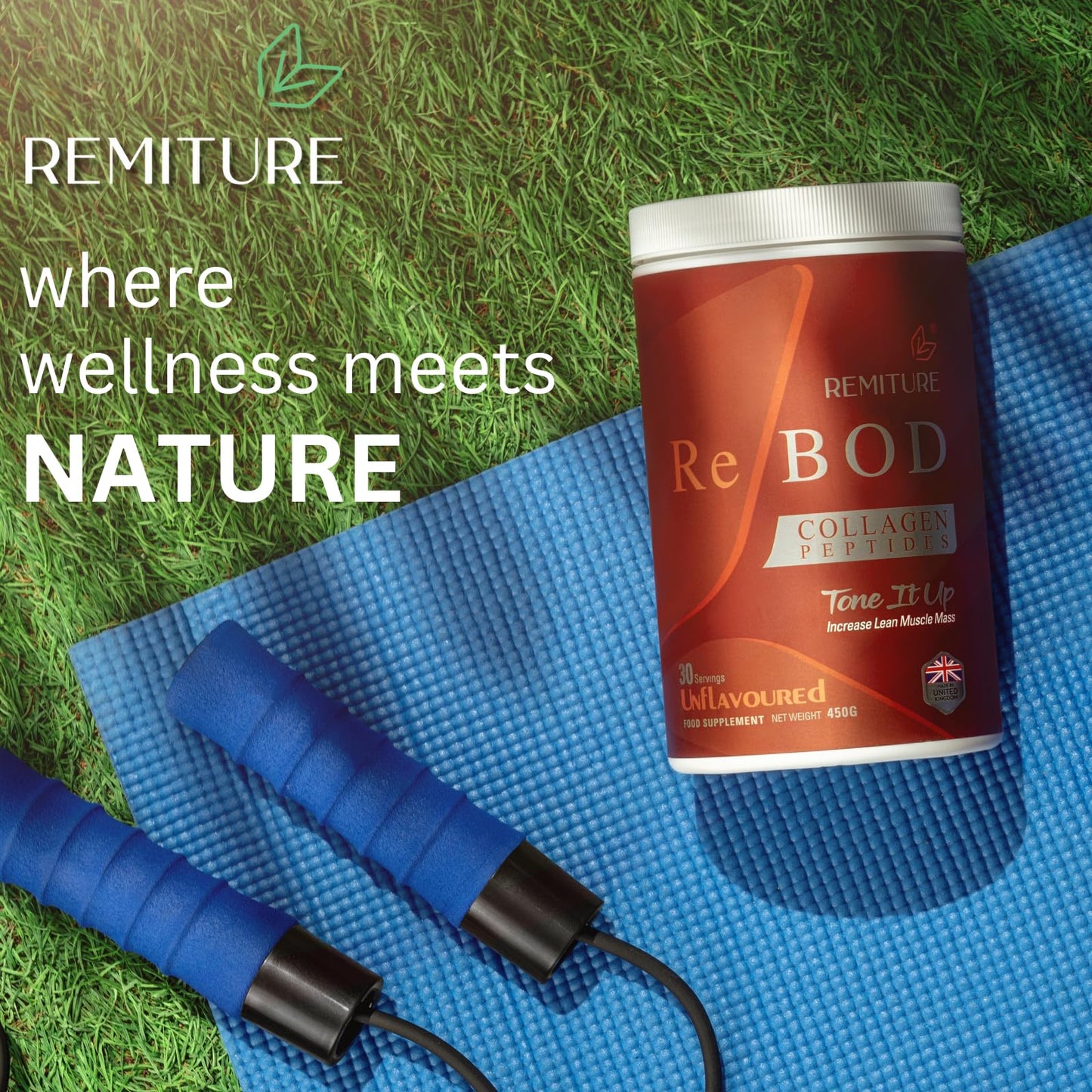 REMITURE Bovine Collagen Powder 15000mg Type 1 & 3 Unflavoured| Grass Fed Hydrolysed Protein Peptides for Women & Men 18 Amino Acids | Kosher and Halal | Muscles Healthy Skin Hair Nails Joints Gut