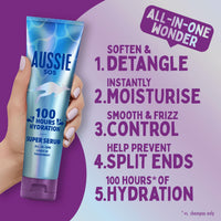 Aussie Super Serum Leave-in Conditioner Hair Serum Treatment, for Dry, Damaged Hair. 100 Hours of Hydration, Smooth, Soften, Detangle, Prevent Split Ends and Boost Shine, 160ml