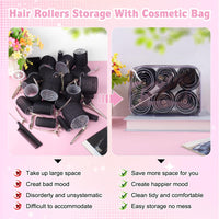 BELICOO 60 PCS Hair Rollers with Clips, 5 Sizes(60/48/36/25/15mm) Hair Curlers Rollers with 28 Metal Clips, Perfect for Long Medium Short Thick Hair (Black)