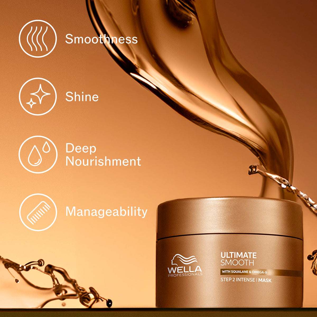 Wella Professionals ULTIMATE SMOOTH Hair Mask - Nourishing Hair Treatment With Squalane & Omega 9 - For Dry, Dull & Frizzy Hair (75ml)