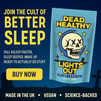 Dead Healthy Lights Out – Premium Night-Time Sleep Support with Magnesium, L-Theanine, Lemon Balm & Tart Cherry – 60 Vegan Capsules – Made in The UK