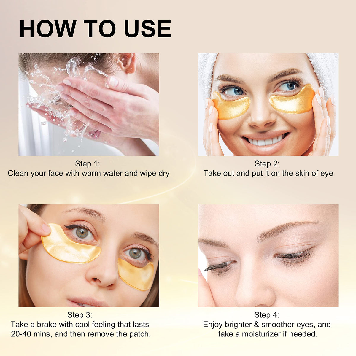 Vinimay Under Eye Masks 25 Pairs, Collagen Eye Mask, Eye Patches Skincare, Eye Treatment for Anti Aging, Anti Wrinkle, Moisturizing & Reducing Fine Lines, Dark Circles and Puffy Eyes for Women, Men