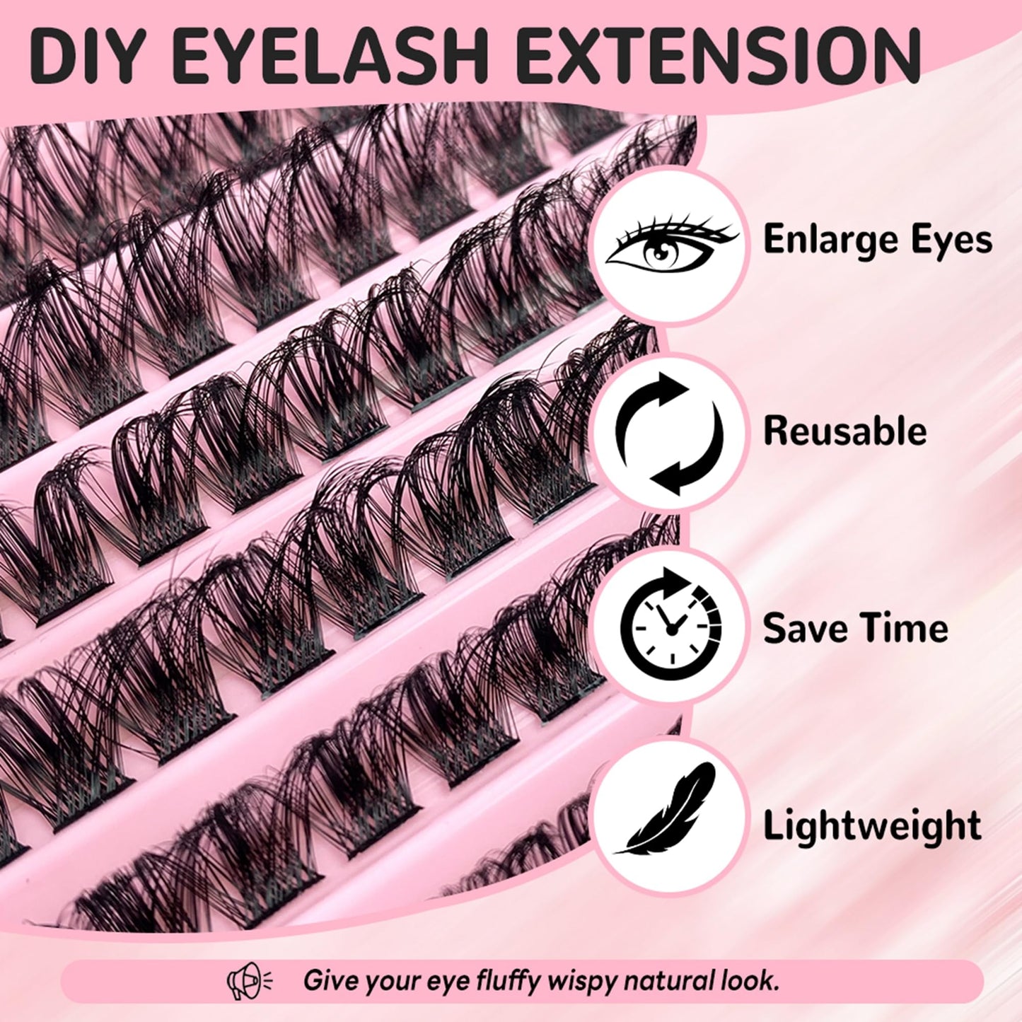 GGOKOK Lash Clusters Wispy DIY Lash Extension 8-16mm Eyelash Clusters 120 pcs Natural Cluster Lashes Individual Lashes Clusters at Home D Curl Fluffy Eyelash Extensions(D08)