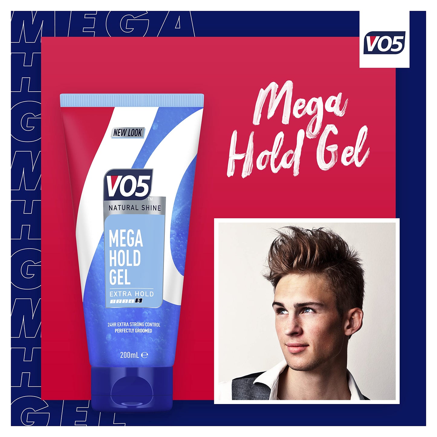VO5 Mega Hold 24 hour extra strong control Styling Gel for perfectly groomed hairstyles 200 ml