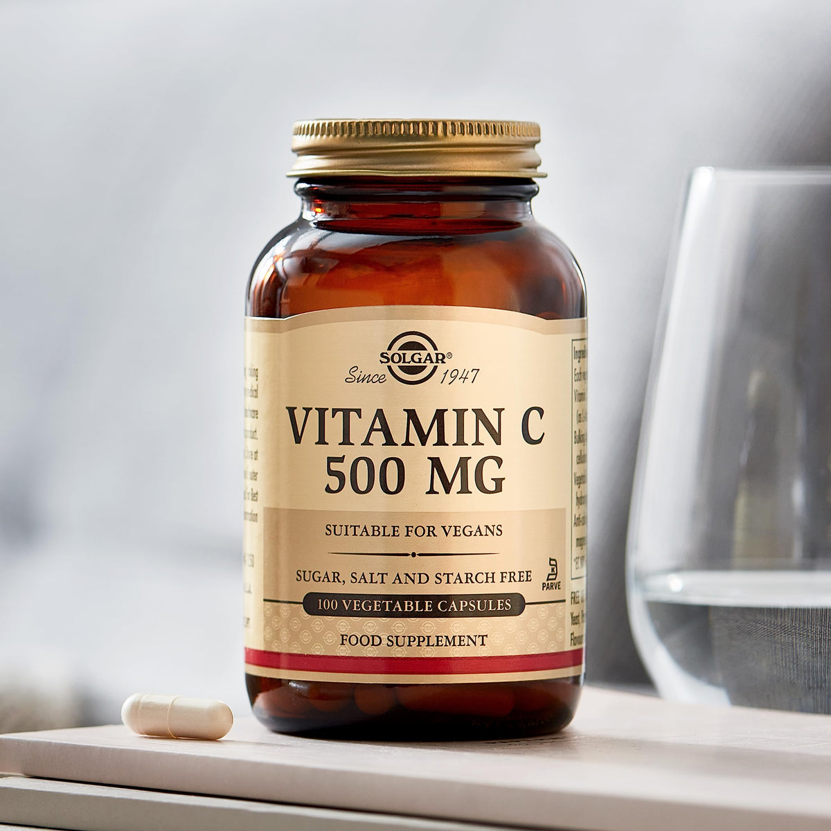 Solgar 500 mg Vitamin C Vegetable Capsules - Pack of 100 - Seasonal Immunity Support - Potent Antioxidant - Reduces Tiredness and Fatigue - Collagen Formation - Vegan