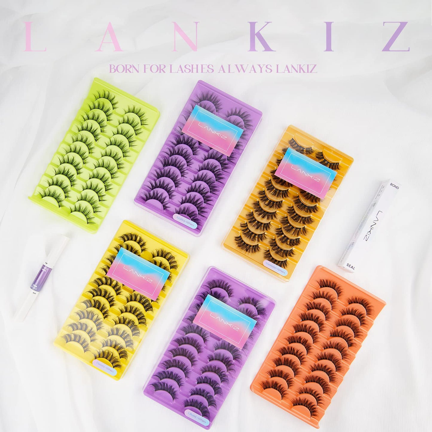 LANKIZ Lash Clusters 8-16mm Fluffy Individual Cat Eye Lashes Natural Look 5D Wispy Cluster Lashes C Curl False Eyelashes DIY Eyelash Extensions Faux Mink Fake Lashes Strip 10 Pairs Pack (Paeony Style)