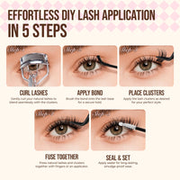 LASHVIEW Cluster Lashes 144Pcs D Curl Lash Clusters Natural Fluffy and Wispy Lashes Individual Cluster Super Thin Band Individual Eyelashes Soft and Comfortable for All Day (B24)