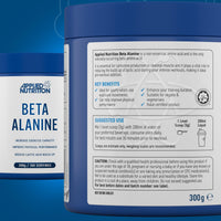 Applied Nutrition Beta-Alanine Amino Acid Pre Workout Powder 3000mg per Serving Enhances Training Duration & Physical Performance Gluten Free, Suitable for Vegans (300g - 100 Servings) (Unflavoured)