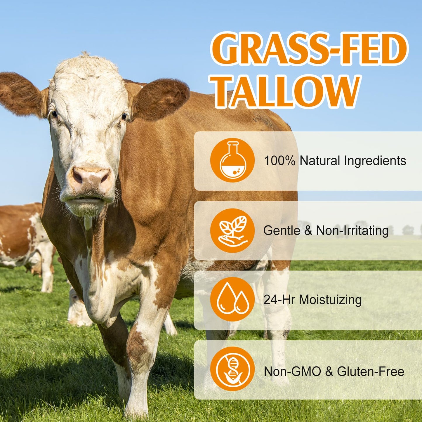herlosfeel Whipped Beef Tallow Skin Care,120g Beef Tallow Moisturiser And Raw Honey Balm, 100% Organic Tallow Face Cream Grass Fed Butter, Beef Tallow For Skin-Deeply Nourishing For Face & Body Tallow Balm