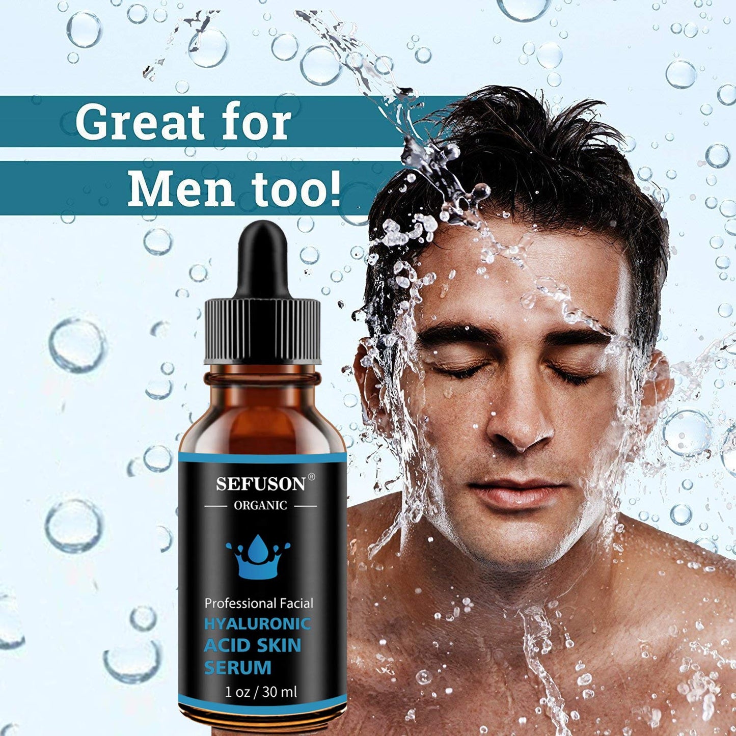 Hyaluronic Acid Serum, Best Pure Hyaluronic Acid Moisturiser for Face, Anti Ageing & Anti Wrinkle Moisturiser Hyaluronic Acid Serum, Fine Lines & Sensitive Skin，Improve Age Spots-1floz(30ml).
