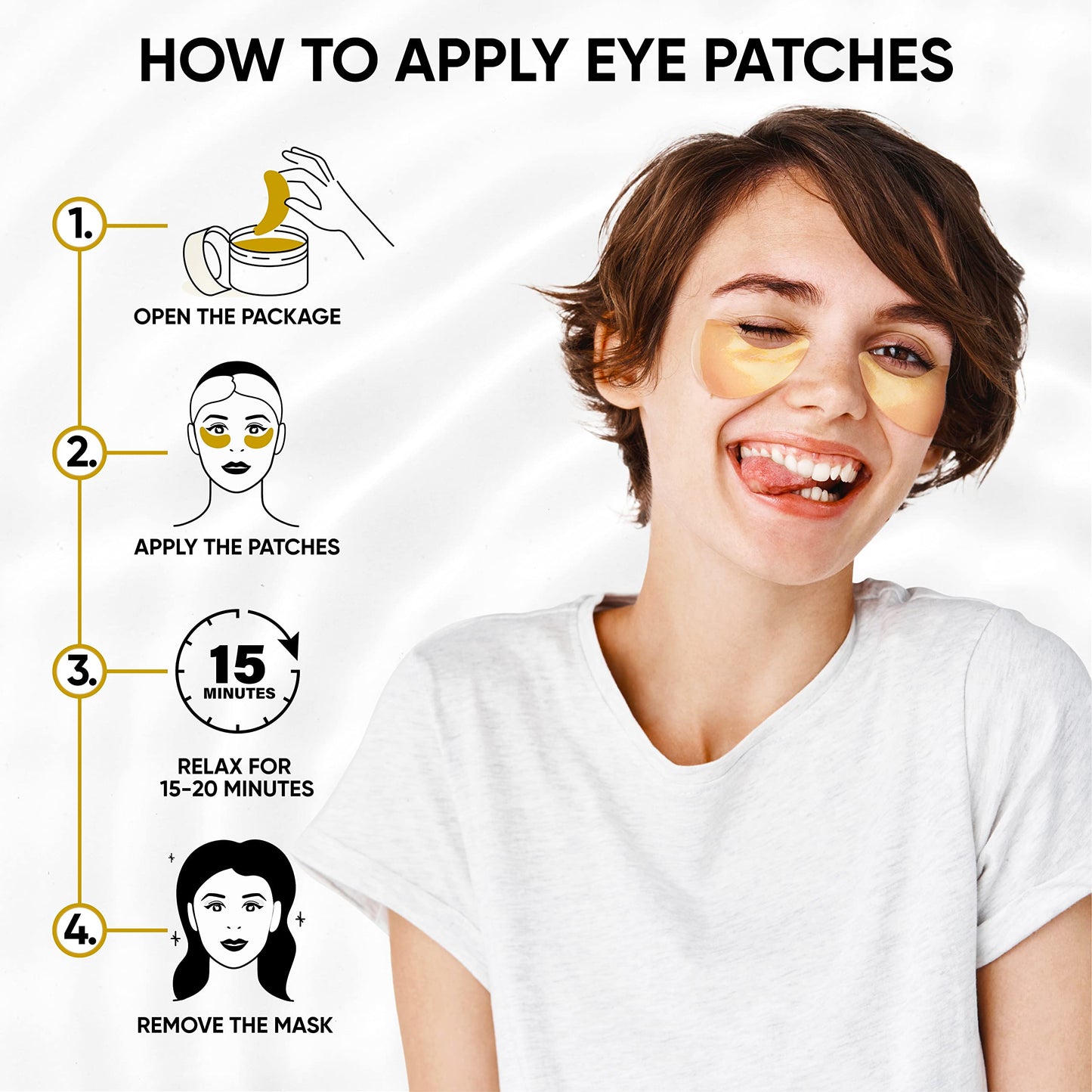 Lorelis Lab 24k Gold Eye Masks for Puffy Eyes and Dark Circles - Anti-Aging, Moisturizing Effect - Under Eye Patches with Collagen, Hyaluronic Acid for Eye Bags, Fine Lines, Wrinkles - Under Eye Masks, 30 Pairs