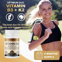 Ruderalex Vitamin D3 K2 High Strength 120 Tablets, Vitamin D3 4000 IU and K2 (MK7) 100mcg, Vegetarian