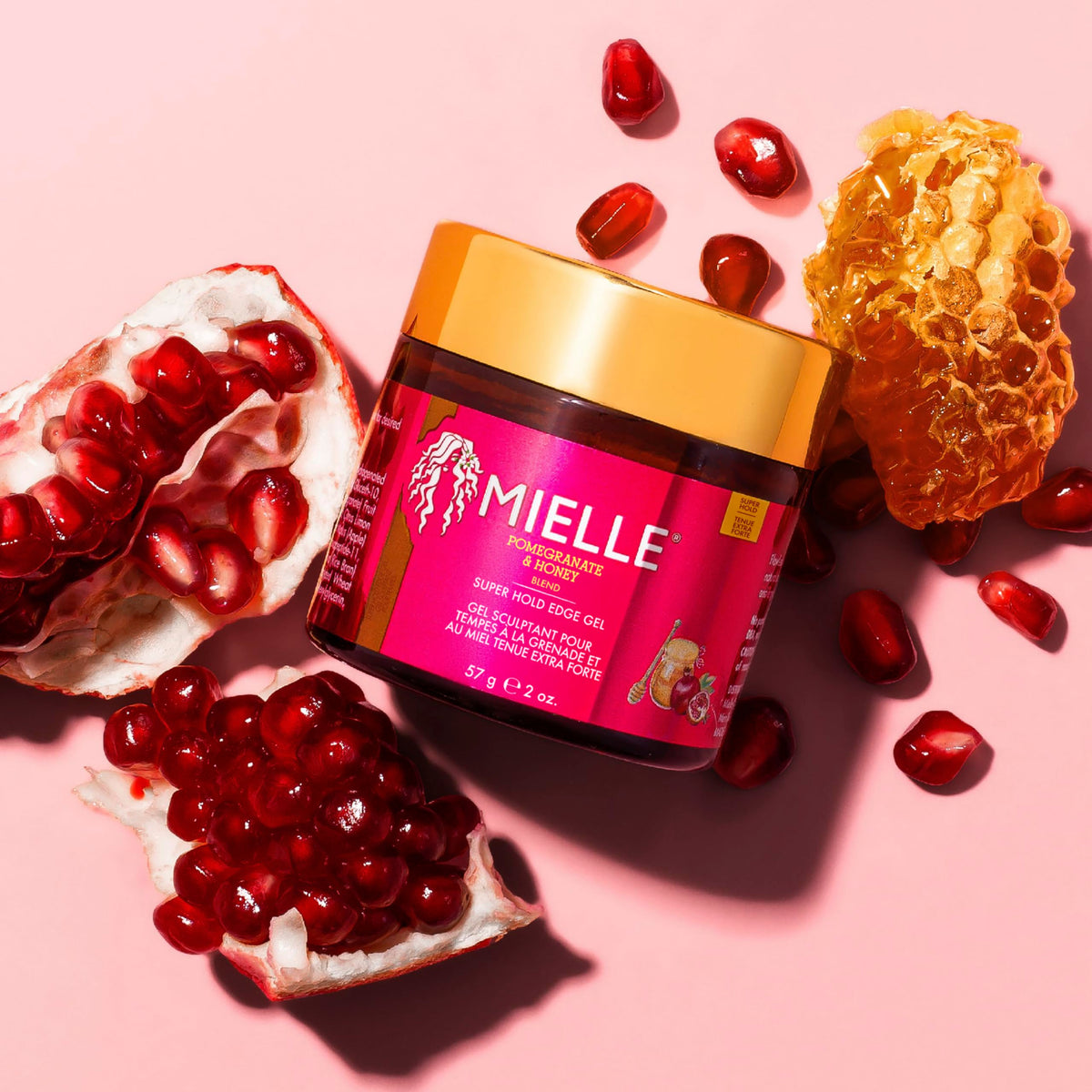 Mielle Organics Mielle Pomegranate & Honey Super Hold Edge Gel, Long-Lasting Definition & Shine for Sleek, Flawless Edges, 57 g (Pack of 1)