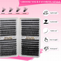 RITALASH 384PCS 4 Style Cluster Lashes Book Individual Lashes Clusters Eyelash Extensions False Eyelashes DIY Wispy Fluffy Lash Extension Kit Natural Look (20D+30D+40D+50D cluster lashes)