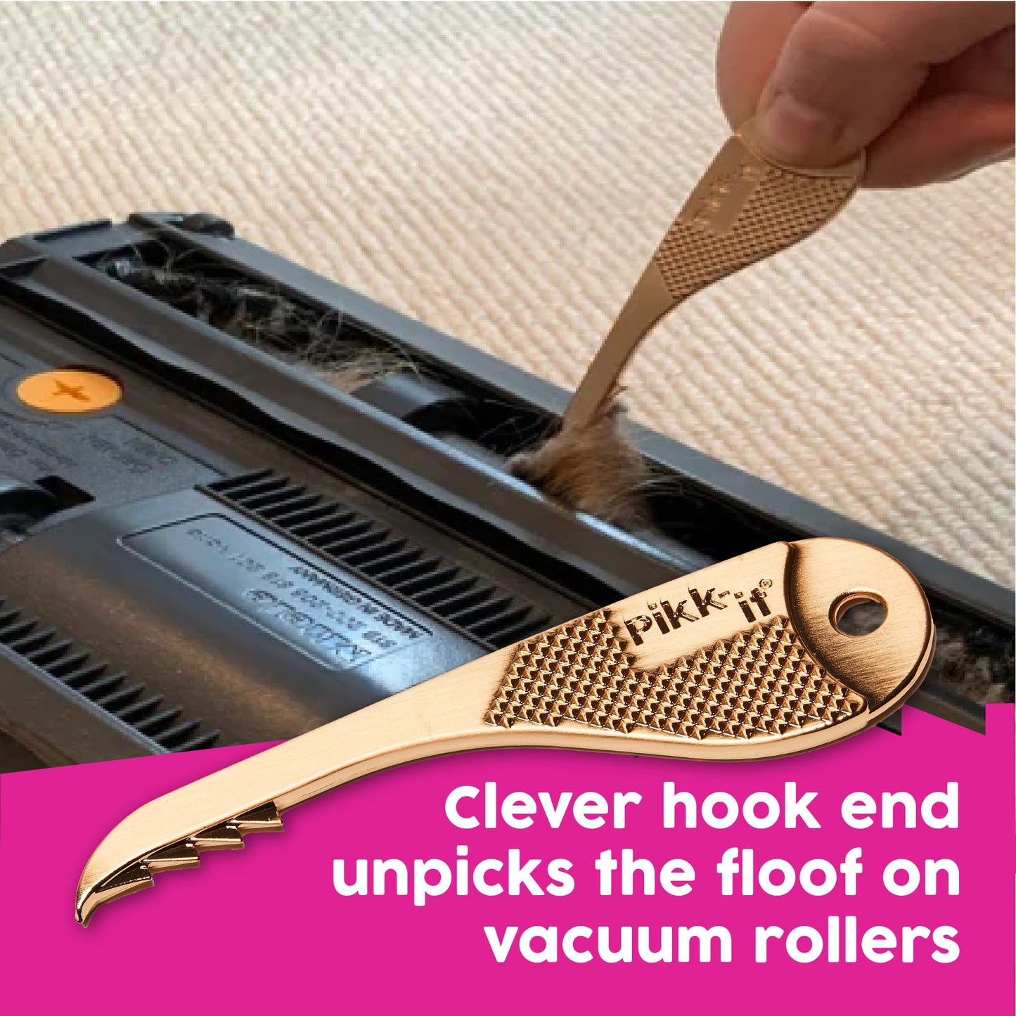Pikk-it Pikk-It® Hair Removal Tool For Vacuum's and Hairbrushes – Easy Hairbrush Cleaning Tool – Sharp Teeth – Great Gadget to Remove Problem Pet Hair, Including Cat and Dog Shedding