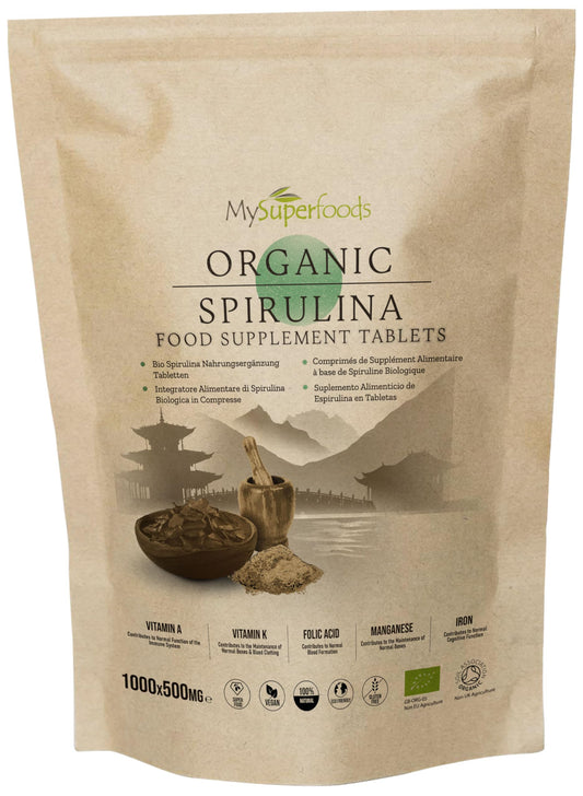 Spirulina Tablets | Organic | 1000x500mg | Natural Immune System Booster | MySuperfoods