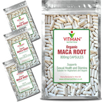 VitMan Nutrition Organic Maca Root 4000mg - 60 Vegan Capsules - 2 Month Supply - High Strength Peruvian Maca Root for Men & Women - Made in The UK (60)