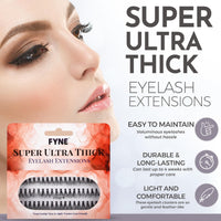 FYNE Super Ultra Thick Individual Eyelashes | 240 Medium Eyelash Clusters | 10mm Ultra Thick Lashes | Volume Cluster Lashes | Durable False Eyelash Extensions | Lashes Individual Cluster 4 Packs