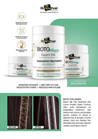 Renew Hair Professional BOTO COLLAGEN MASK HAIR EXPERT SILK 300g COLLAGEN,ARGAN,COCOA,MACADAMIAS traightening For Silky Smooth & Frizz Free Hair Smooth Renew