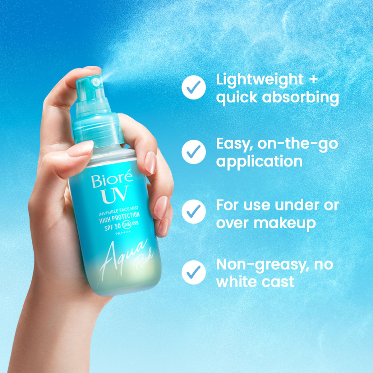 Bioré Biore Aqua Rich UV Invisible Face Mist SPF 50, 60ml