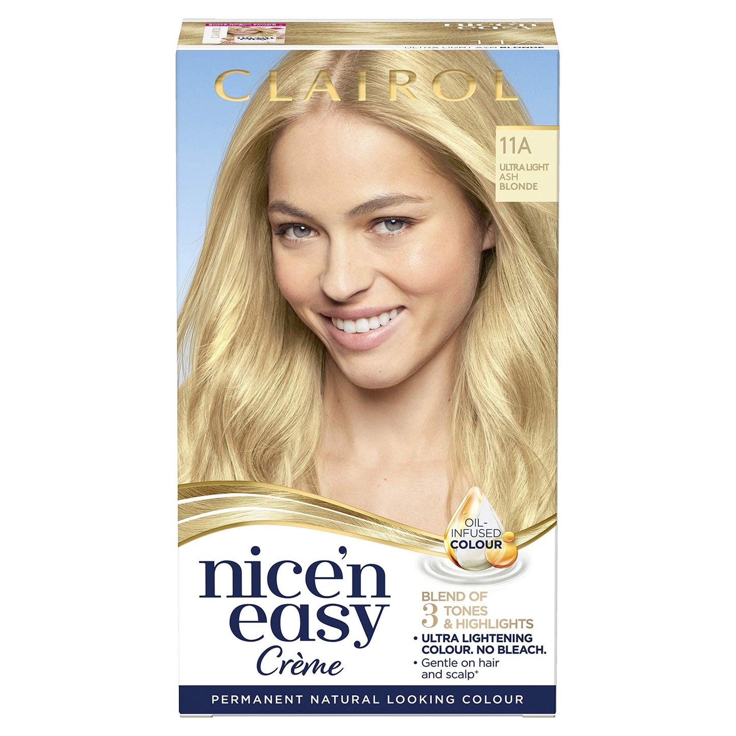 Clairol Nice'n Easy Crème, Natural Looking Oil Infused Permanent Hair Dye, 11A Ultra Light Ash Blonde