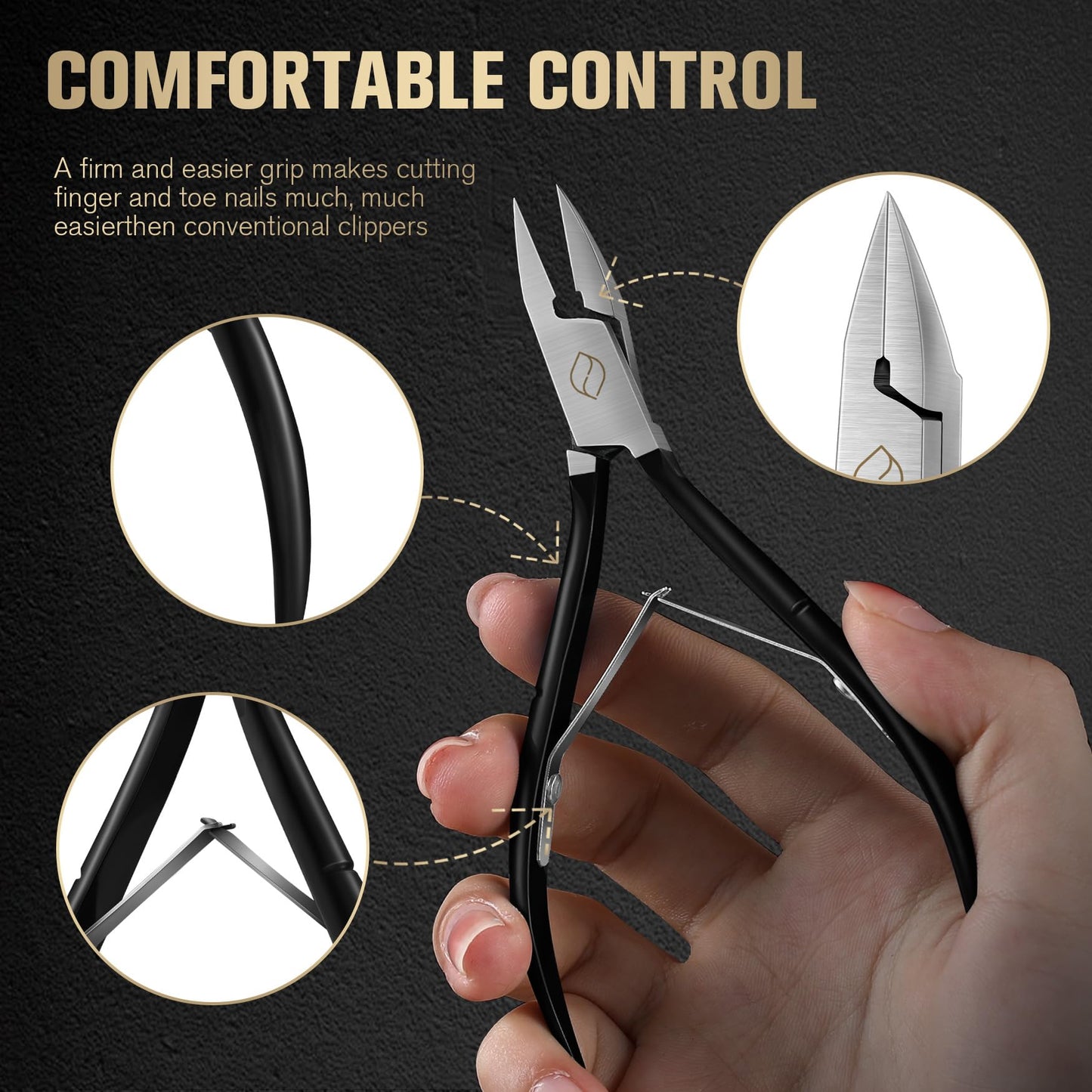 FERYES Ingrown Toenail Clippers Straight Blade Toe Nail Clippers for Thick Nails for Seniors, Stainless Steel Nail Clippers for Thick Toenails - Ultra-Slim 16mm Blade Fingernail Clippers