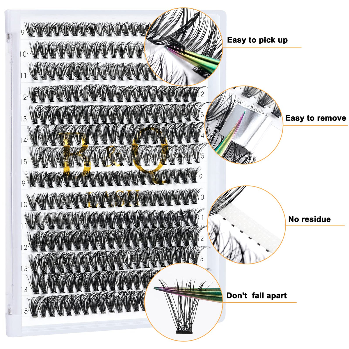 B&Qaugen B&Q Lash Clusters 30D+40D-D-9-16MIX Lash Individual Lashes 280 Clusters Extensions DIY Eyelash Extensions at Home (30D+40D-D-9-16mix)