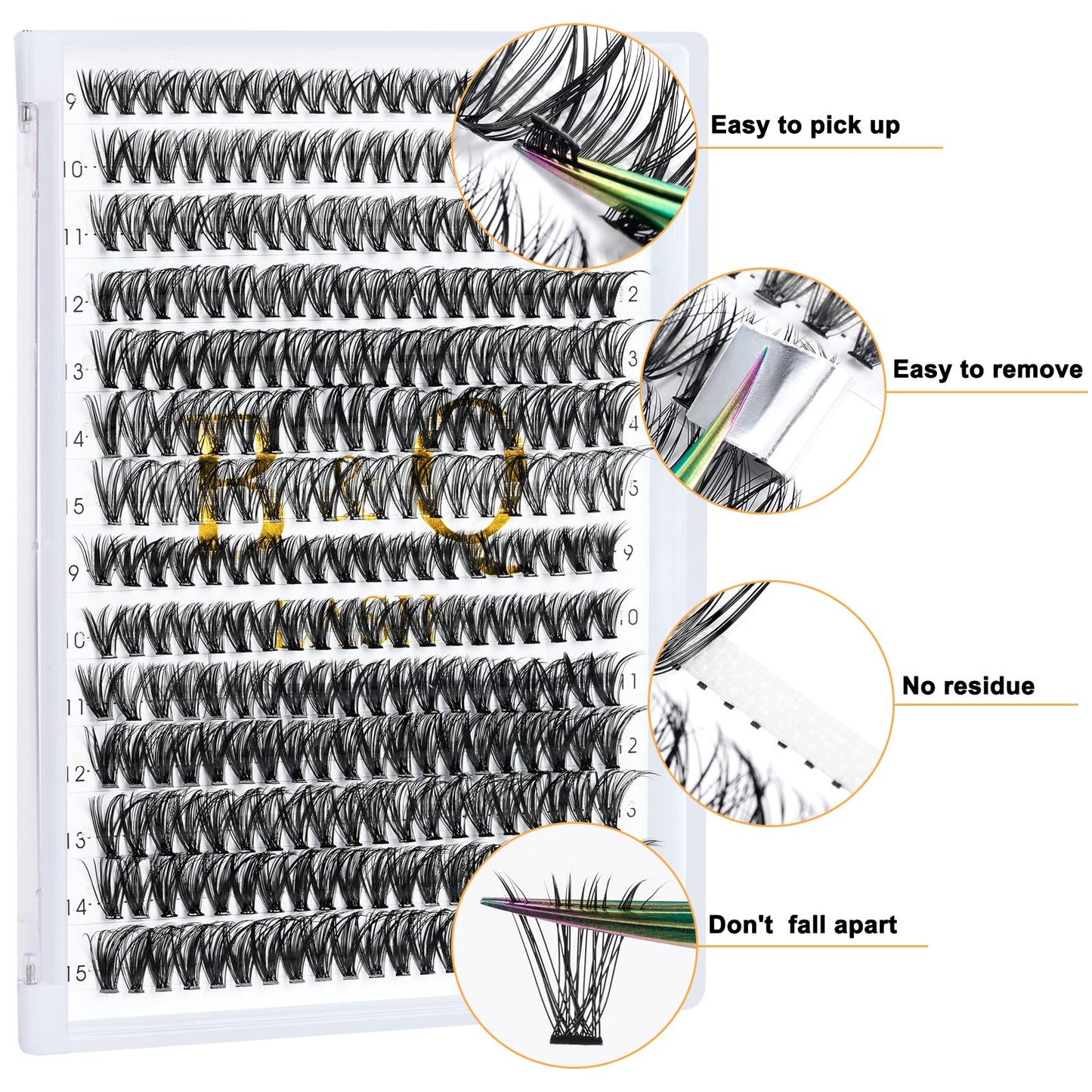 B&Qaugen B&Q Lash Clusters 30D+40D-D-9-16MIX Lash Individual Lashes 280 Clusters Extensions DIY Eyelash Extensions at Home (30D+40D-D-9-16mix)