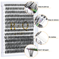 B&Qaugen Lash Clusters 30D+40D-C-9-15MIX B&Q Lash Individual Lashes 280 Clusters 20D 30D 40D Lash Clusters Extensions Individual Lashes Cluster DIY Eyelash Extensions at Home (30D+40D-C-9-15mix)…