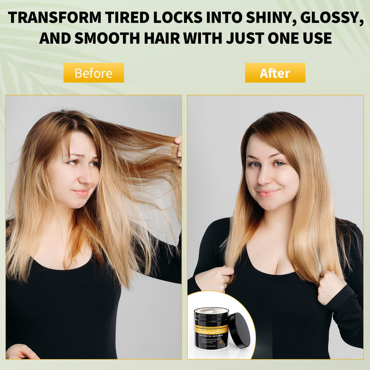 Ingbear Hair Mask for Dry Damaged Hair, Deep Conditioning Treatment with Coconut Oil & Keratin, Moisturising Hair Repair Mask for Coloured, Curly, Frizzy & Bleached Hair, 500ml