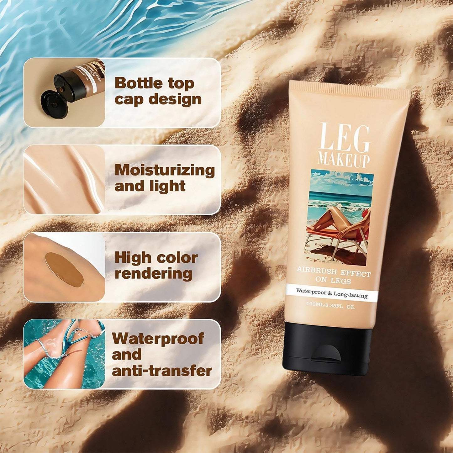 Coloroom Body Makeup – Leg Makeup Full Coverage Waterproof No Transfer, Body Concealer for Mature Skin, Smooth Tone Long Lasting