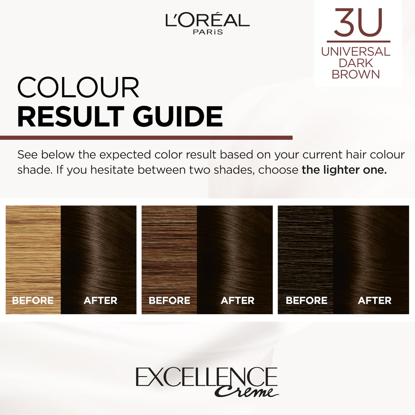L'Oreal Paris L'Oréal Paris Excellence Universal Nudes Hair Colour, Ammonia-Free, Micro-Keratine, Triple Care, 100% Grey Coverage, Radiance Boosting, 3U Universal Dark Brown
