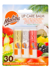 Malibu Sun SPF 30 Lip Balm Sunscreen Multipack, Watermelon, Mint and Vanilla, High Protection SPF Lip Balm for Dry Lips, 3 x 5g