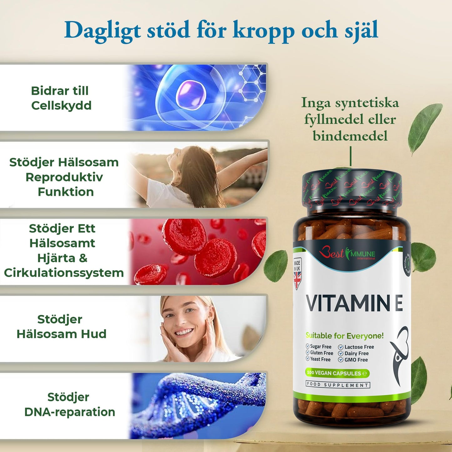 Best Immune International Best Immune, 100% Vitamin E 500iu Improved Formula 100 Vegan Capsules Highest bioavailability