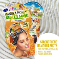 7th Heaven Manuka Honey Hair and Root Rescue Mask (Pack of 4) with Coconut Oil and Abyssian Oil to Strengthen Damaged Roots