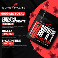Elite Vitality Creatine Monohydrate 90 Gummies 5000mg + BCAAs & L-Carnitine – 3rd Party Lab Tested, Vegan, Sugar-Free, Pre Workout Muscle Growth & Recovery Gym Supplement for Men & Women – Juicy Strawberry Burst