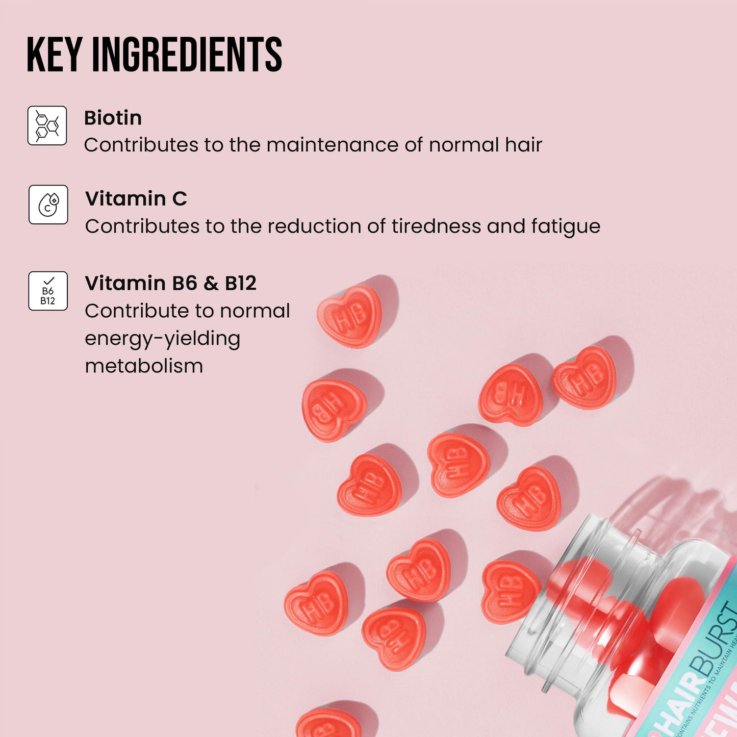 HAIR BURST Biotin Gummies for Hair Growth - Hair, Skin & Nails Vitamin Supplement, Reduces Breakage, Promotes Healthier Thicker Hair - Daily Chewable Vitamins - 1 Month