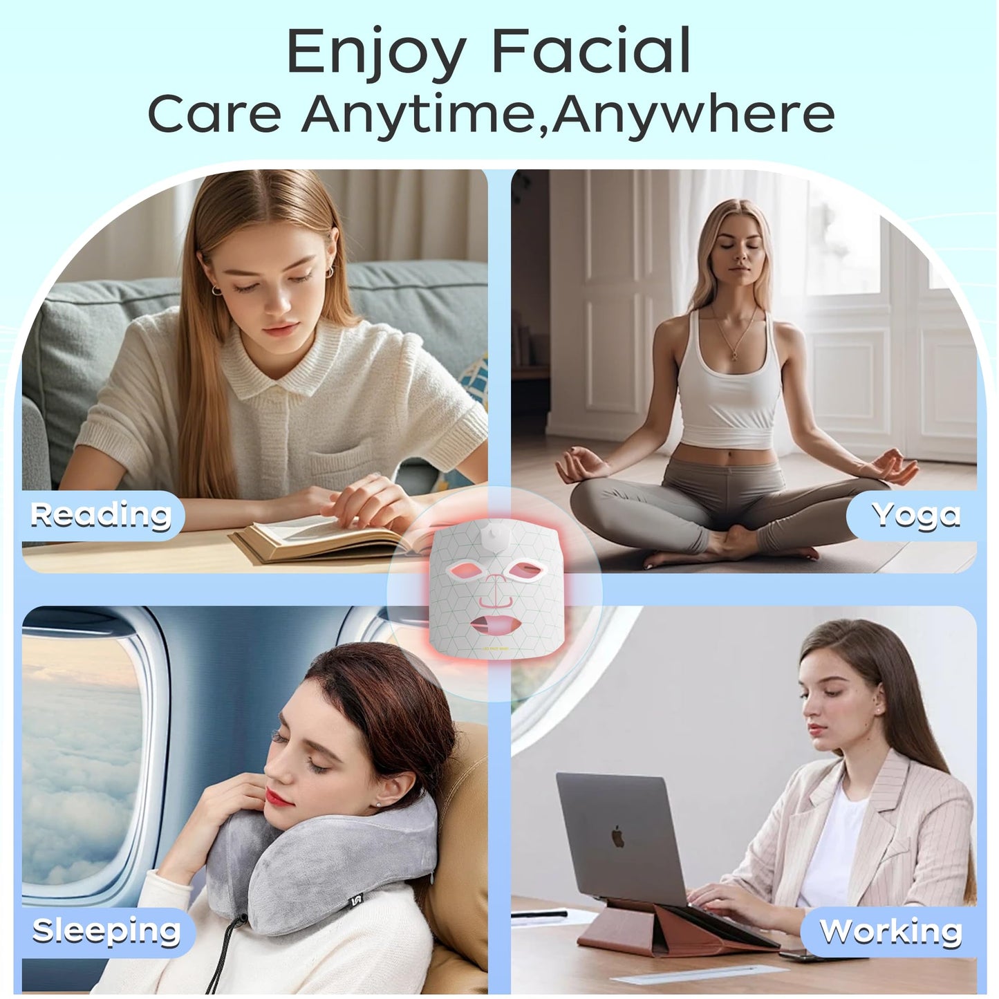 LED Face Mask, Professional Red Light Therapy Mask for Face, Multi-light Modes Skincare at Home, Infrared Face Mask Light Therapy for Acne, Wrinkles, Skin Rejuvenation (White(7 Light Modes))