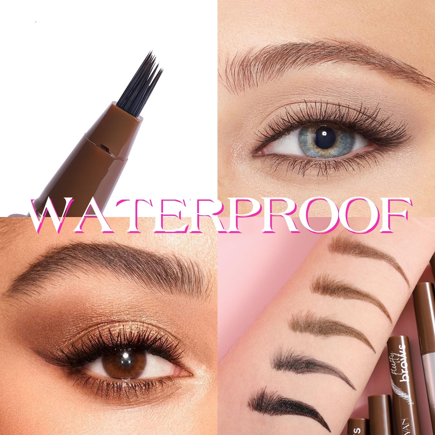 HQDA Magic Liquid Eyebrow Pen & Brow-Fection Angled Brush Eyebrow Pencil – Waterproof, Long-Lasting for Natural-Looking Full Brows (# 04)