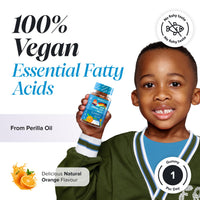 novomins Omega 3 6 9 for Children – with Vitamin D, E, and Perilla Oil 50 mg – Children's Vitamins – Vegan Alternative to Fish Oil – Gluten Free – Omega 3-30 Gummy Bears – Orange Flavour – Novomins