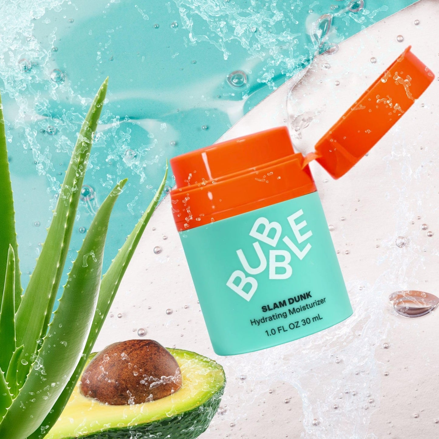 Skincare Bundle with 2 x Bubble Skincare Slam Dunk Hydrating Moisturiser 30ml - Aloe Vera Juice + Vitamin E + Avocado Oil + Niacinamide and Mojee Beauty Canvas Bag